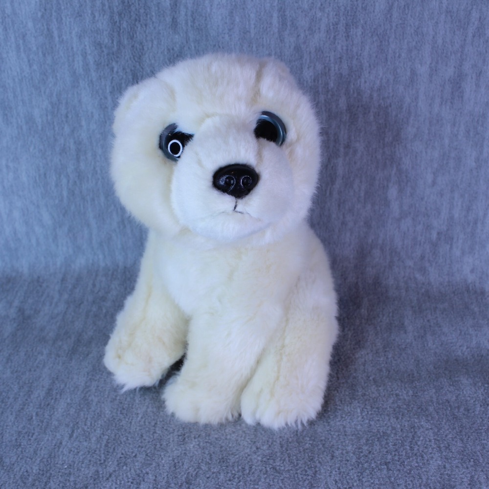 POLAR BEAR Sitting 8" Wild Republic Plush Animal‎ Stuffed White Large Eyes Toy